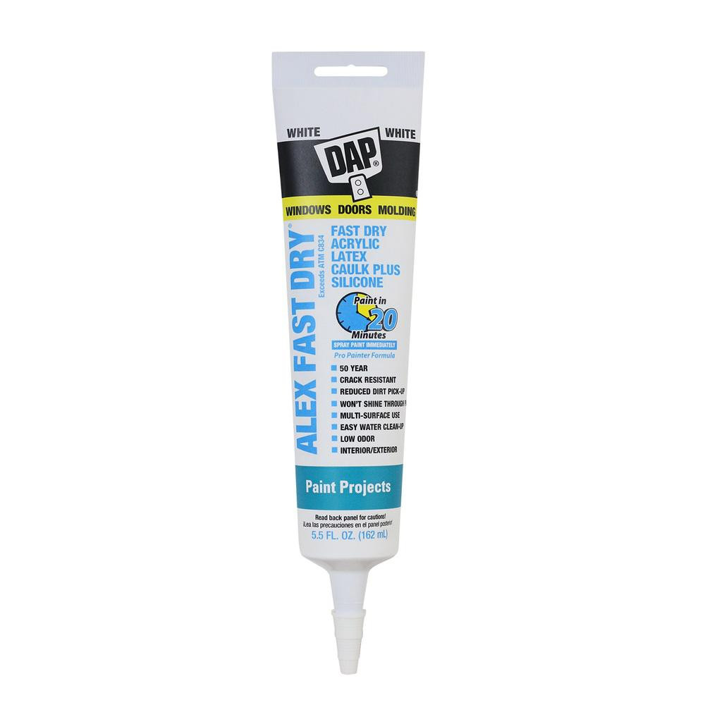 Alex Fast Dry 5.5 oz. White Acrylic Latex Plus Silicone Caulk | The Home Depot