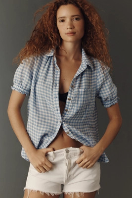 Aly 100% European Linen Puff-Sleeve Blouse | Anthropologie (US)
