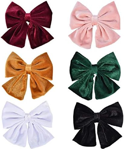 Velvet Hair Bows Clips 6" 6PCS Big Boutique Alligator Clips Vintage Accessories for Girls Baby To... | Amazon (US)