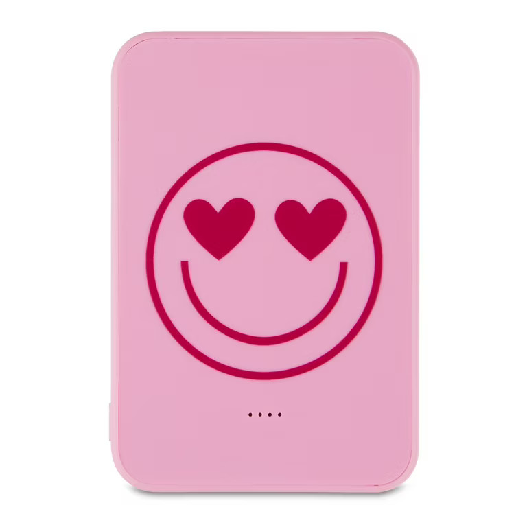 Way To Celebrate! Valentine's Day Smiley Face Pink Power Bank | Walmart (US)