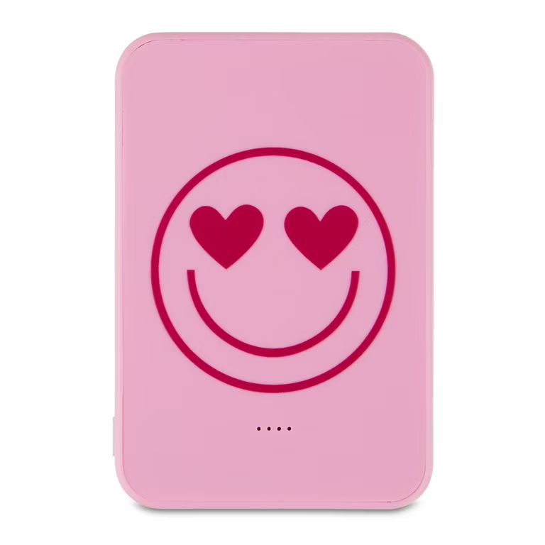 Way To Celebrate! Valentine's Day Smiley Face Pink Power Bank | Walmart (US)