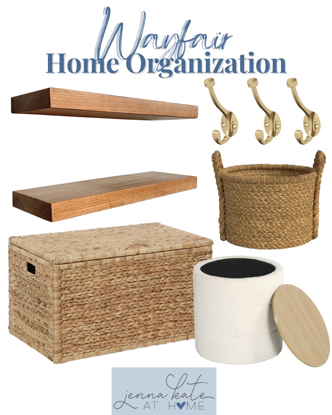 Home organization from Wayfair includes floating shelves, hooks, basket, storage ottoman, and storage basket.

Home decor, home organization, home storage

#LTKFindsUnder50 #LTKHome #LTKFindsUnder100