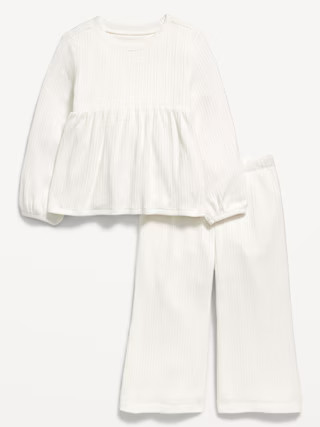 Long-Sleeve Sweater-Knit Peplum Top and Pants Set for Toddler Girls | Old Navy (US)
