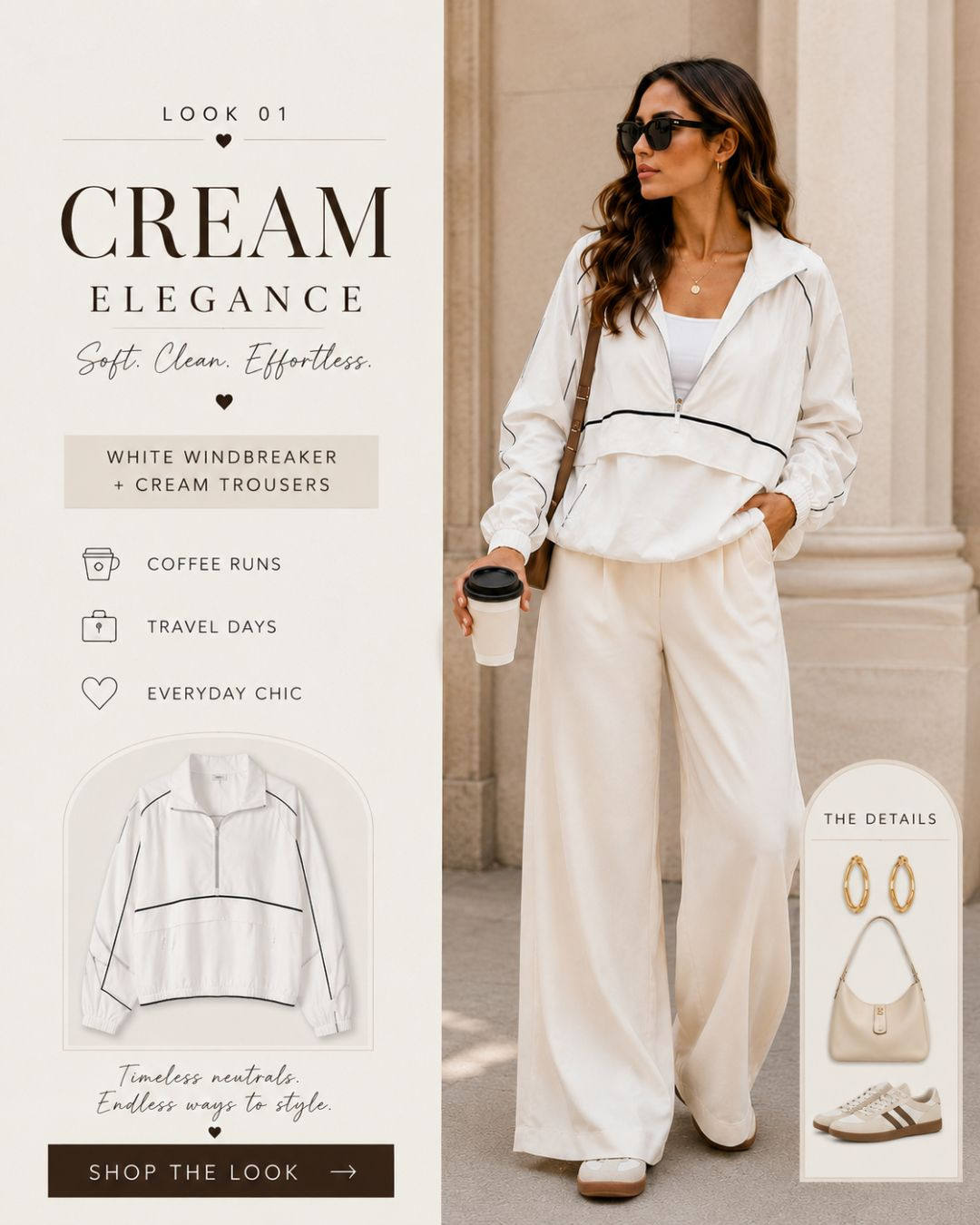 One windbreaker, two elevated ways to wear it. 🤍🤎 From Cream Elegance with soft neutrals and wide-leg trousers to Rich & Modern with chocolate tones and structured accessories — both looks are perfect for coffee runs, travel days, city walks, and effortless everyday style. ✨ Which look are you choosing: 1 or 2? Shop both looks on my LTK. 

 #LTKvlog #LTKSwim #LTKTravel