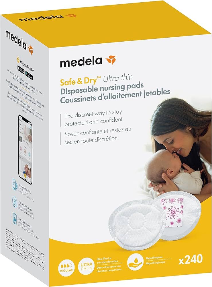 Medela Safe & Dry Ultra Thin Disposable Nursing Pads, 240 Count Breast Pads for Breastfeeding, Le... | Amazon (US)