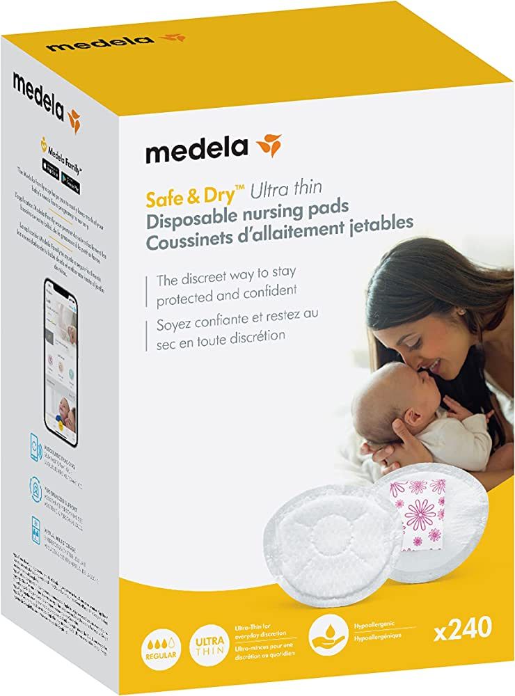Medela Safe & Dry Ultra Thin Disposable Nursing Pads, 240 Count Breast Pads for Breastfeeding, Le... | Amazon (US)