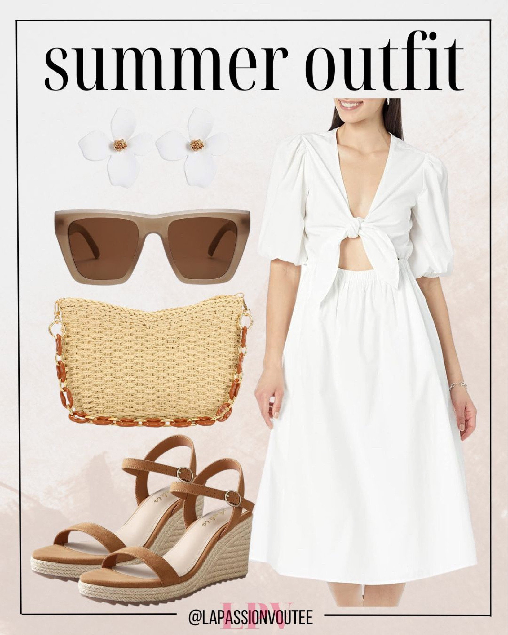 Elevate your summer style with this effortlessly chic ensemble! Slip into a trendy cut-out poplin midi dress paired with delicate flower stud earrings. Add flair with stylish sunglasses and a straw purse bag. Finish the look with comfy wedge sandals for a touch of elegance under the sun!

#LTKstyletip #LTKSeasonal #LTKfindsunder100