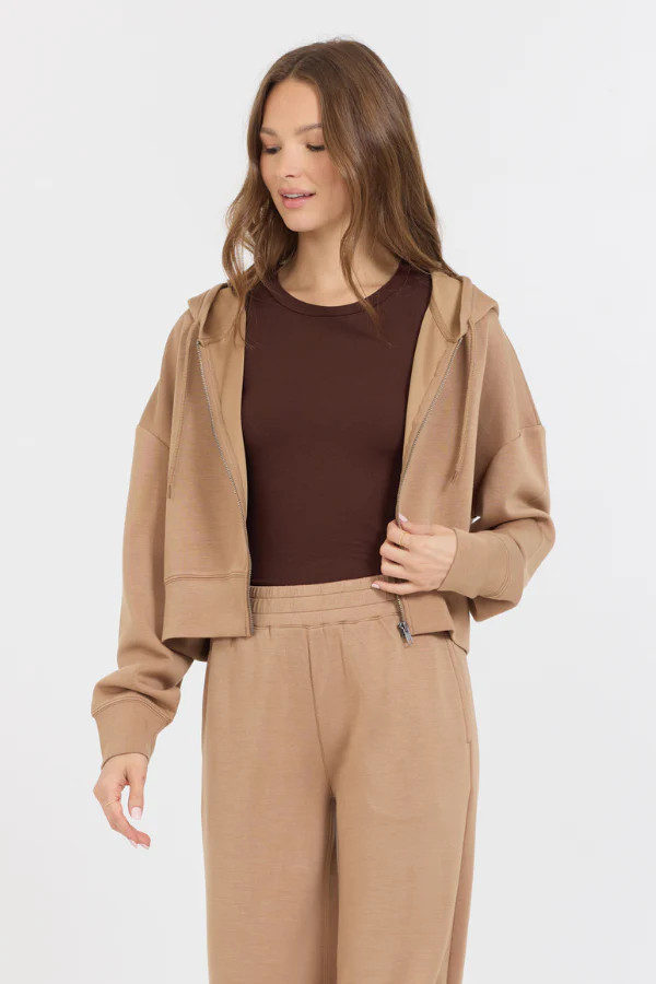 Caramel Cloud Fleece Crop Zip Up | Vintage Havana