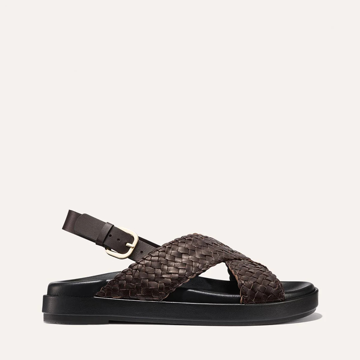 The Petra Sandal - Espresso Woven Leather | Margaux