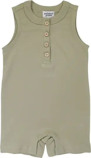 POLISHED PRINTS Green Tea Organic Cotton Romper | Nordstrom | Nordstrom