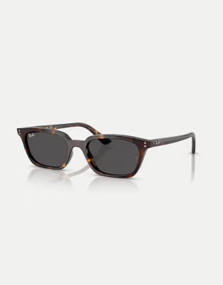 Ray-Ban Zaya  rectangle sunglasses with grey lens in havana | ASOS (Global)