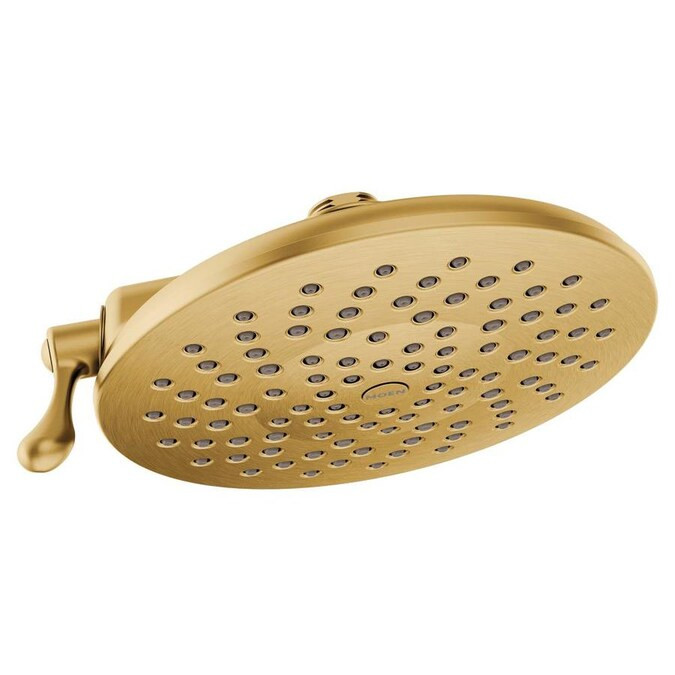 Moen Velocity Brushed Gold 2-Spray Rain Shower Head 2.5-GPM (9.5-LPM) | Lowe's