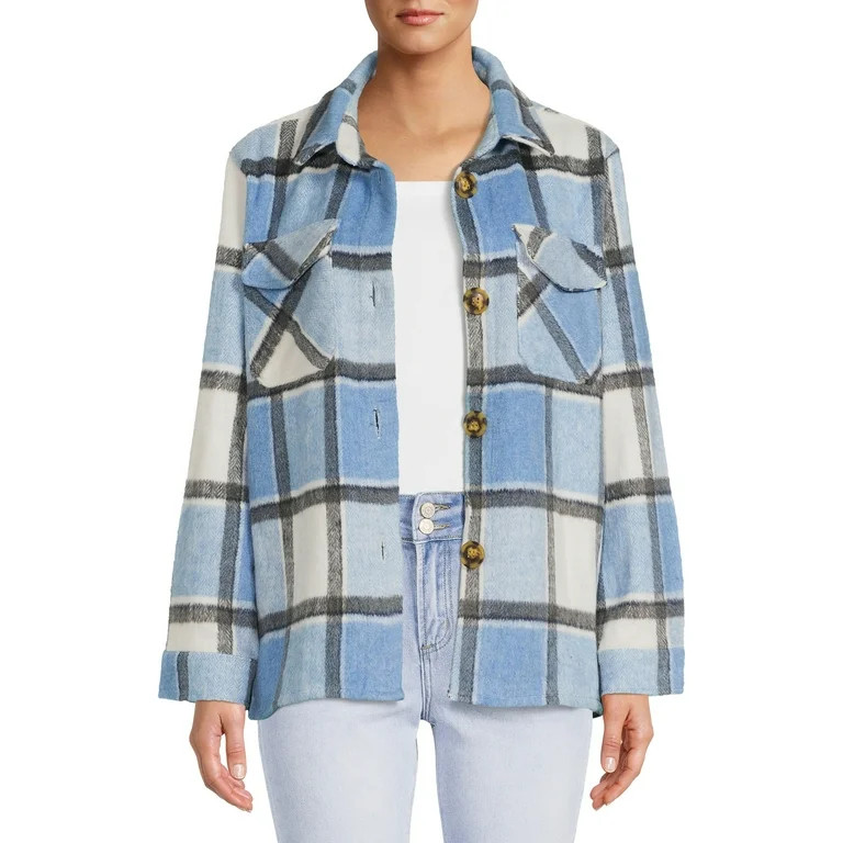 Jason Maxwell Women's Oversized Long sleeve Fleece Outerwear Shacket - Walmart.com | Walmart (US)