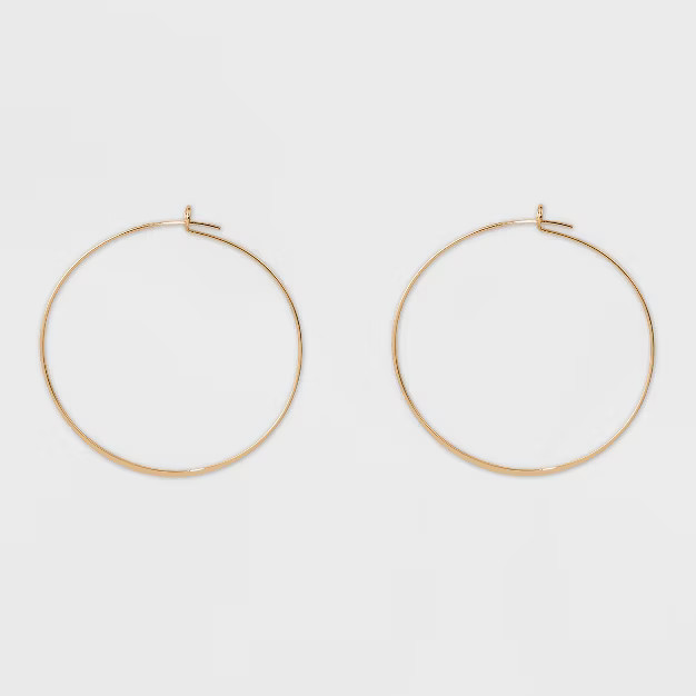 Thin Medium Hoop Earrings - A New Day™ Gold | Target