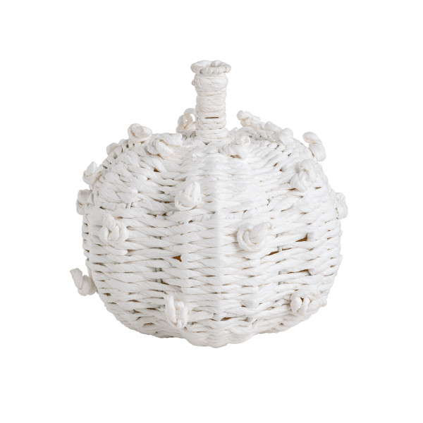 Small White Woven Knot Pumpkin | Mud Pie
