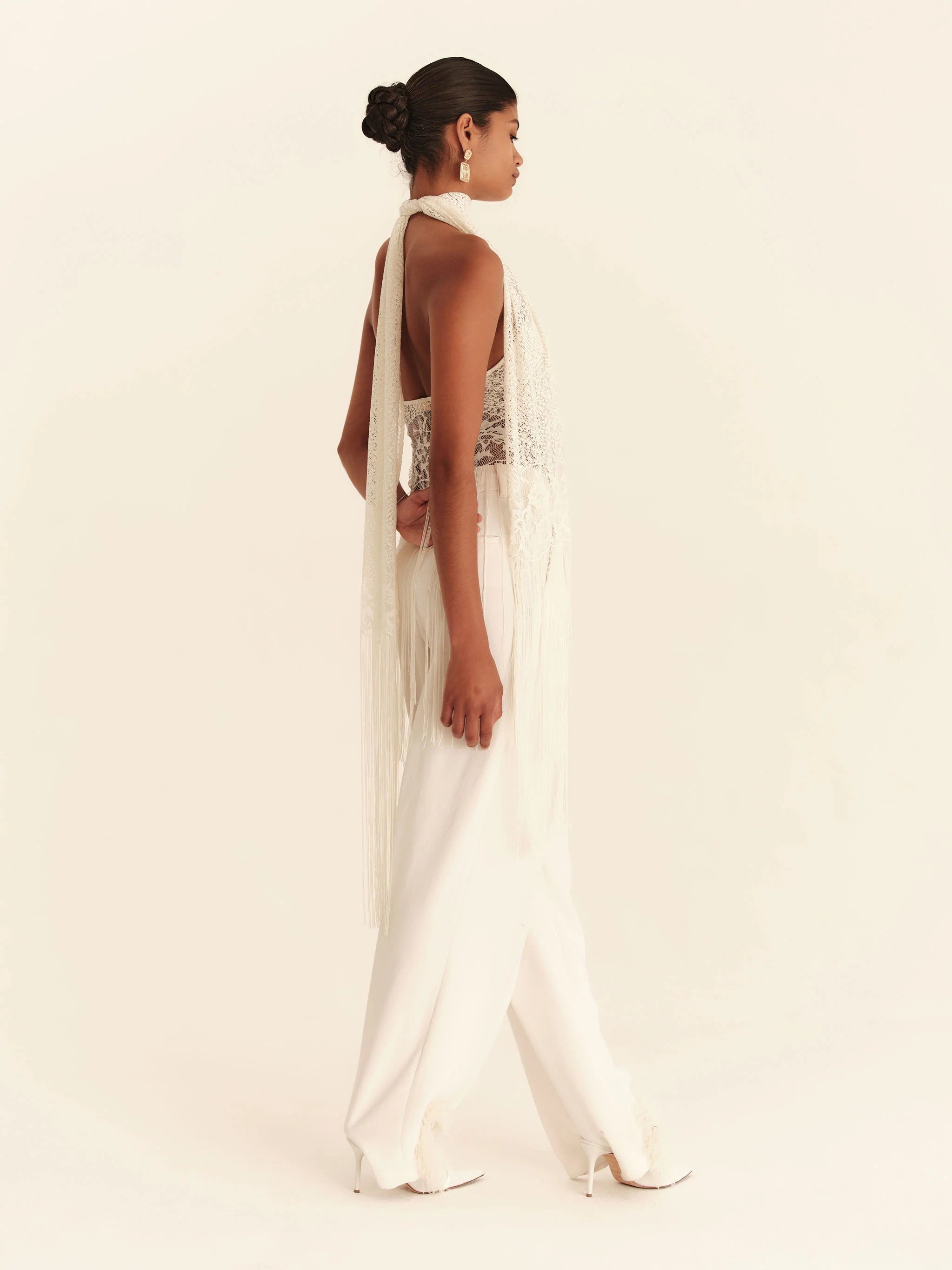 Elara Fringe Halter - Ivory | Leny Clo (Global)