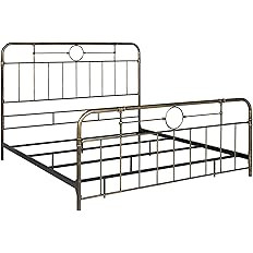 Walker Edison Vintage Antique Metal Iron Pipe King Size Bed Headboard Footboard Bed Frame Bedroom... | Amazon (US)