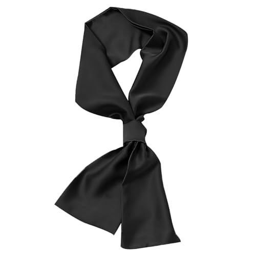 vimate Black Silk Scarf for Hair-Skinny Long Satin Scarf for Neck Fashion Bag Purse Scarf Accessories Hairscarf Hairband(Style 44-Black) | Amazon (US)