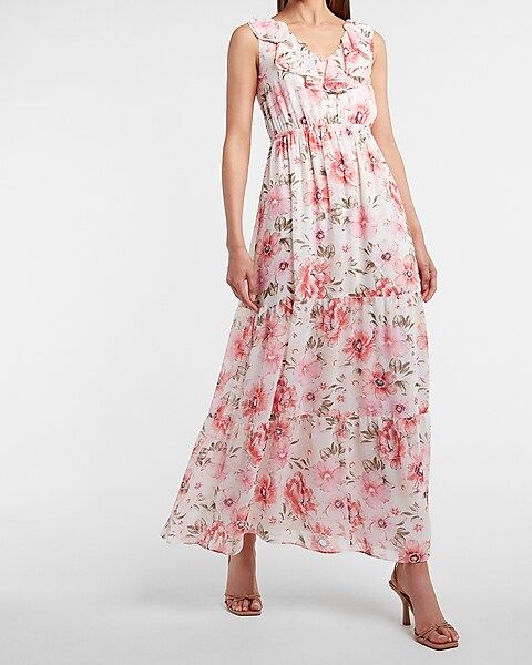 Floral Tiered Ruffle Maxi Dress | Express