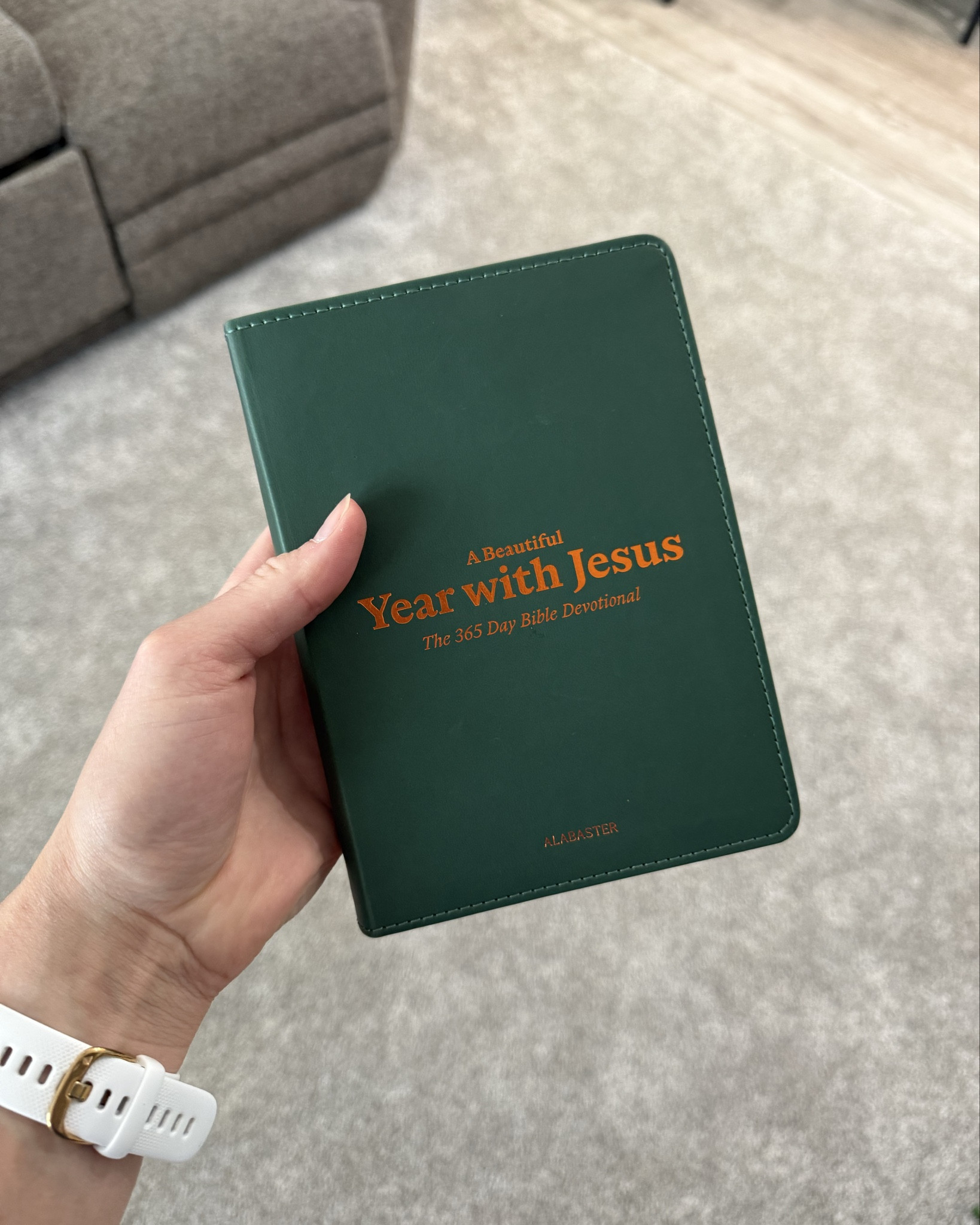 This year’s Bible study that I’m LOVING, it takes me around 5 minutes every morning!! The one I tagged is the same, just not the leather-bound version. You can find my version on alabasterco.com!!