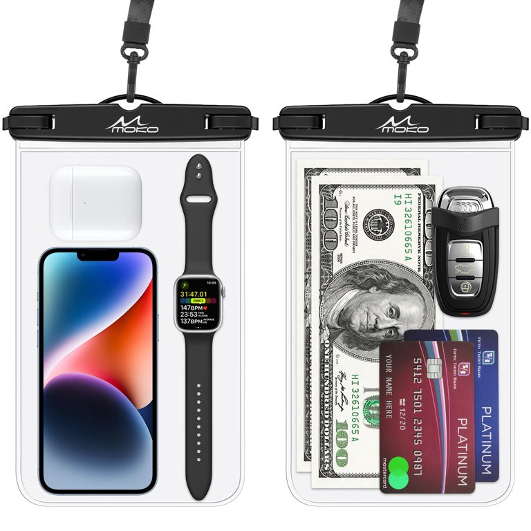MoKo 2 Pack Waterproof Phone Pouch, Large IPX8 Waterproof Cell Phone Dry Bags Compatible with iPh... | Walmart (US)