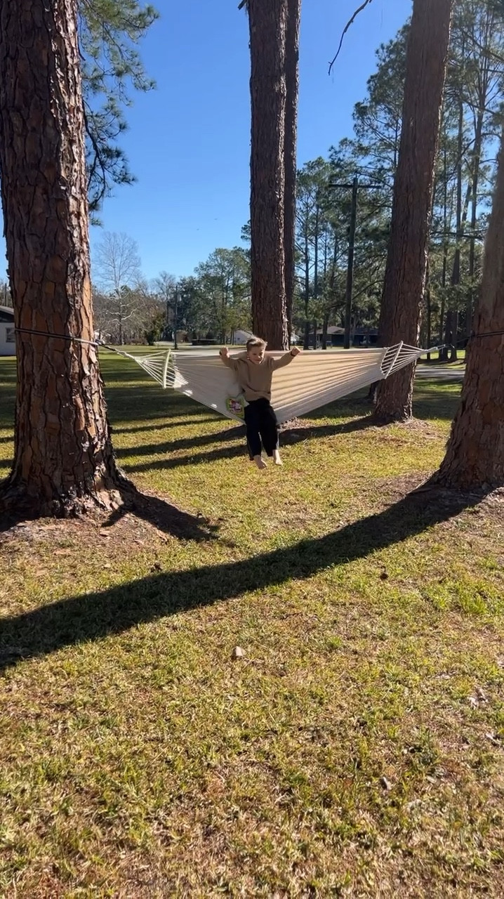 Amazon Hammock! I got a couple of these for the front yard and my boys live in them! Such great price and really good reviews. There are multiple color options. Come with everything you need to hang it on trees. 

#LTKHome #LTKActive #LTKFindsUnder50