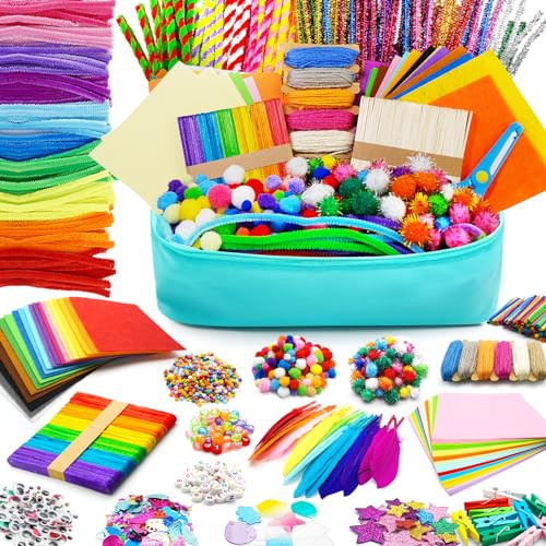FUNZBO Arts and Crafts Supplies - Christmas Crafts for Girls Age 3, 4, 5, 6, 7, 8, 9 Years Old, Craft Kit with Pipe Cleaners, Pompoms & Craft Tools, Birthday Gifts for Kid, Boys & Girls 3-12 Years Old | Amazon (US)