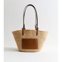 Stone Woven Pocket Straw Basket Bag New Look | New Look (UK)