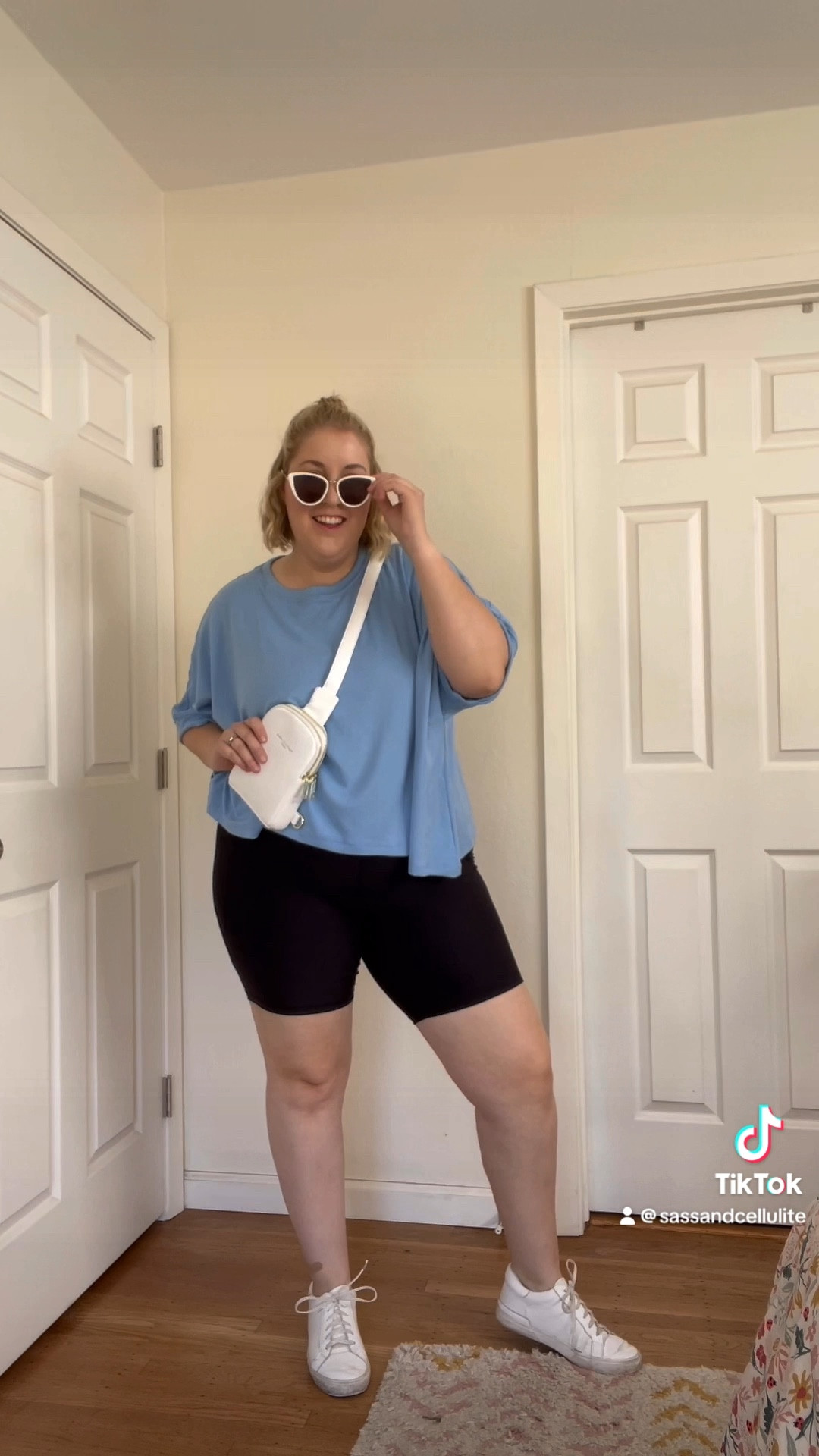 Casual summer outfit inspo! Bike shorts and an oversized tee is one of my go-to summer outfits 🩵 The top comes in SO many colors - wearing XXL. Shorts are size 3XL and I tagged a few of my other faves  

#LTKPlusSize #LTKStyleTip #LTKSeasonal