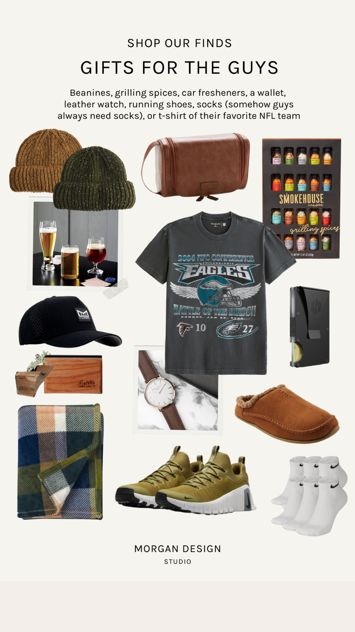 Beanies, grilling spices, car fresheners, a wallet, leather watch, running shoes, socks (somehow guys always need socks), or a t-shirt of their favorite NFL team 👟

#LTKFindsUnder50 #LTKMens #LTKGiftGuide