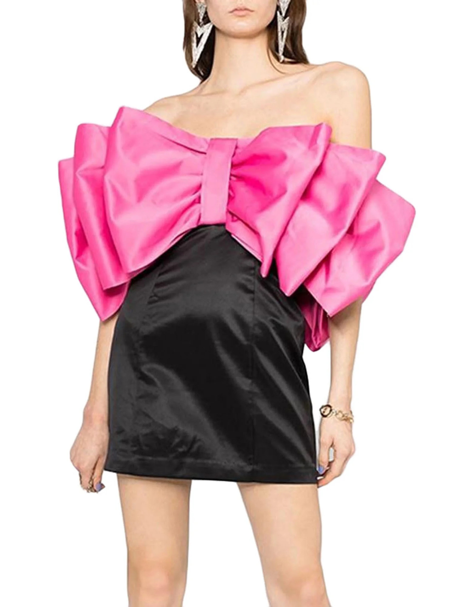 Women Casual Bowknot Patchwork Dress Color-Contrast Sleeveless Backless Bowknot Patchwork Short D... | Walmart (US)