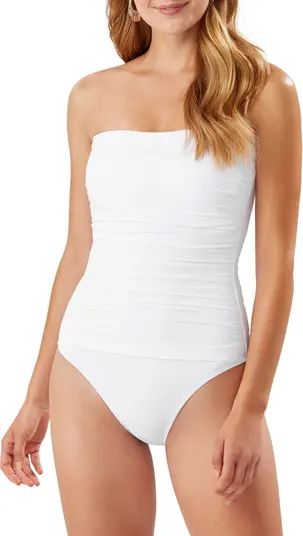 Tommy Bahama Pearl Shirred Bandeau One-Piece Swimsuit | Nordstrom | Nordstrom