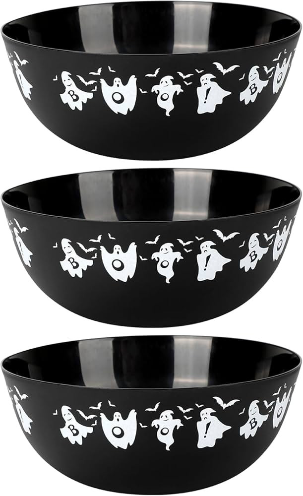 AUECOOME 3 Pieces Halloween Candy Bowl Halloween Plastic Trick Treat Candy Bowls Plastic Serving ... | Amazon (US)