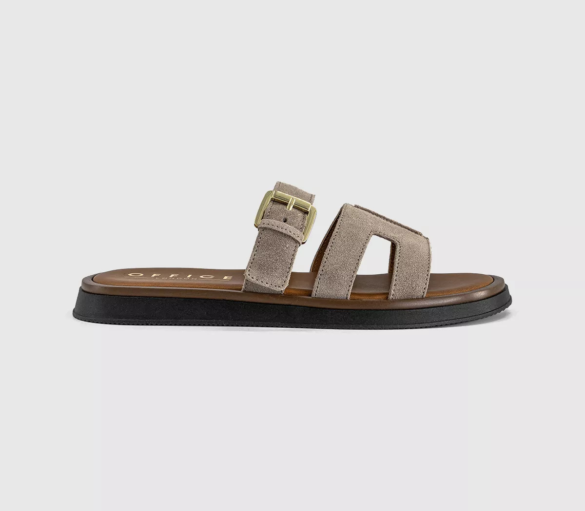 OFFICE Sullie Cut Out Buckle Sandals Taupe Suede - Women’s Sandals | Office Shoes (UK)