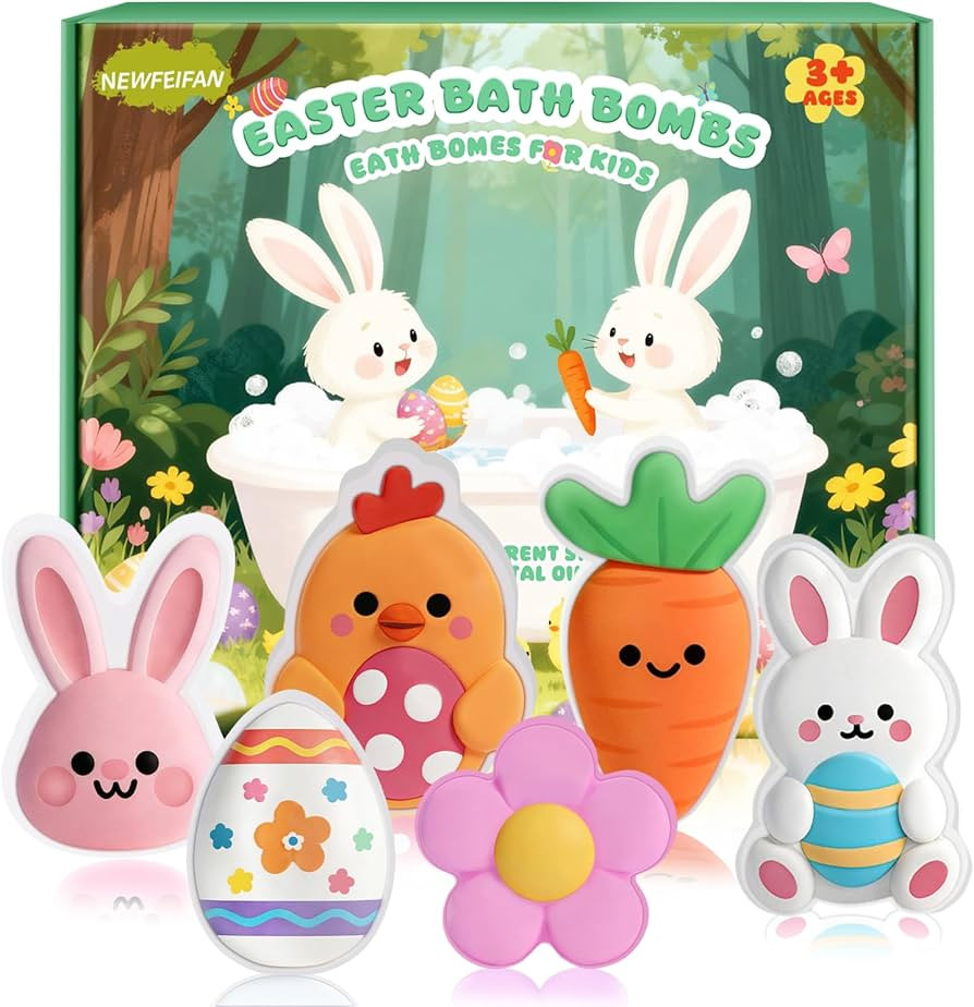 Easter Bath Bombs for Kids, 6 Piece Bath Bomb Toys for Children, Bunny, Chicken & Egg Shapes, Gen... | Amazon (US)