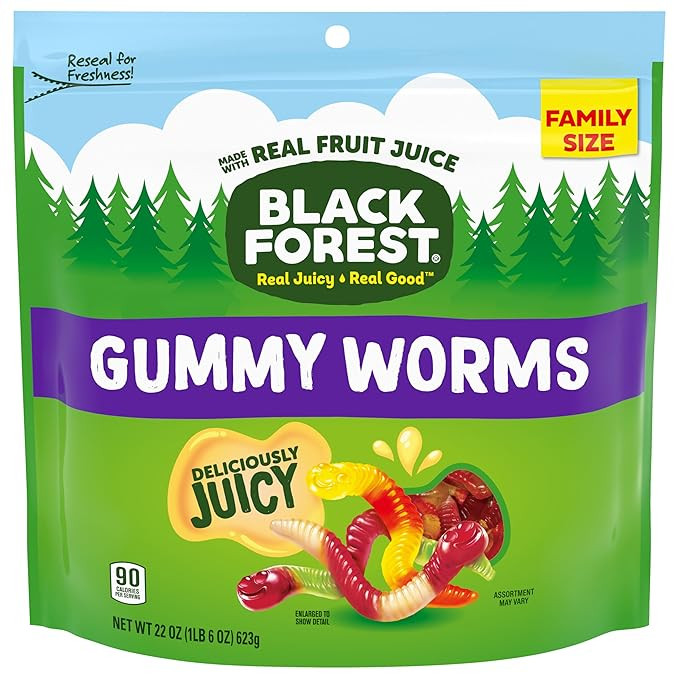 Black Forest Gummy Worms Candy, Made With Real Fruit Juice, Resealable Bag, 22 Ounce | Amazon (US)
