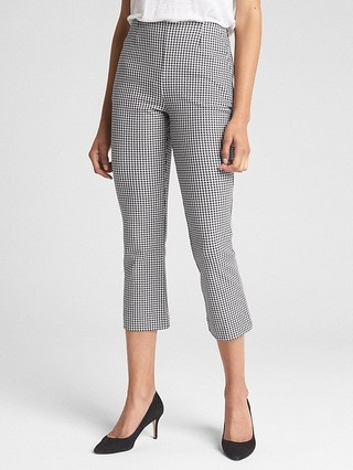 Gap Womens High Rise Crop Flare Pants With Bi-Stretch Indigo Gingham Size 0 | Gap US