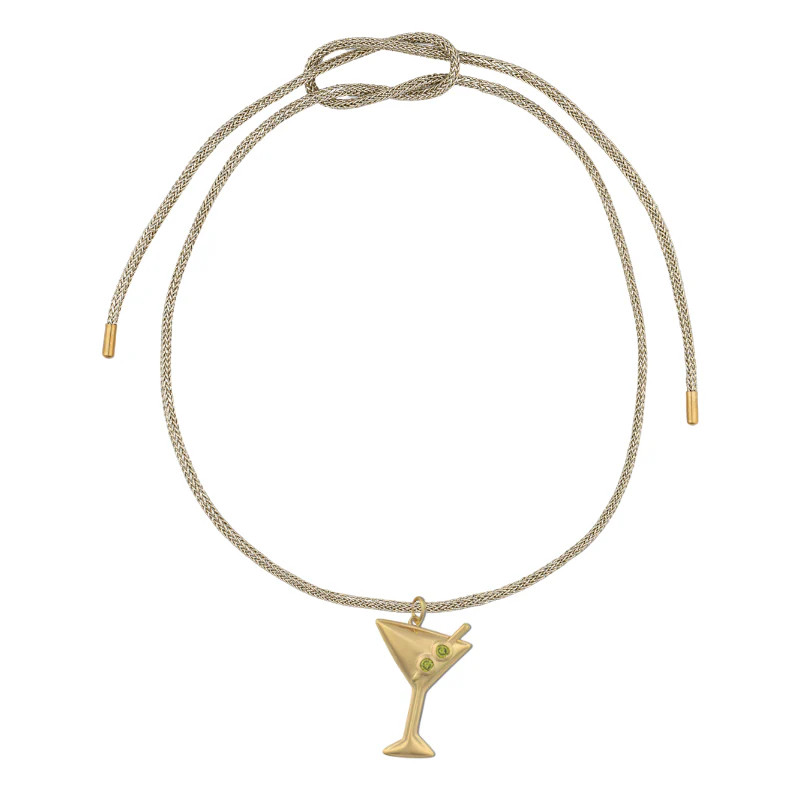 Gold Lurex Necklace Cord with Large Martini Charm | HART