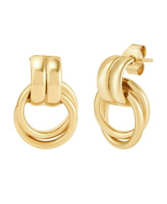 Macy's Polished Doorknocker Stud Drop Earrings in 18K Yellow Gold Plated Sterling Silver - Gold | Macy's