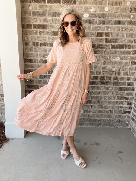 Beautiful Embroidered tiered dress from Called to surf perfect for Spring // under $40 used code AthenaCTS 

#LTKover40 #LTKstyletip #LTKworkwear