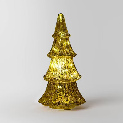 12" Christmas Mercury Lit Glass Tiered Classic Tree Decor Gold - Wondershop™ | Target