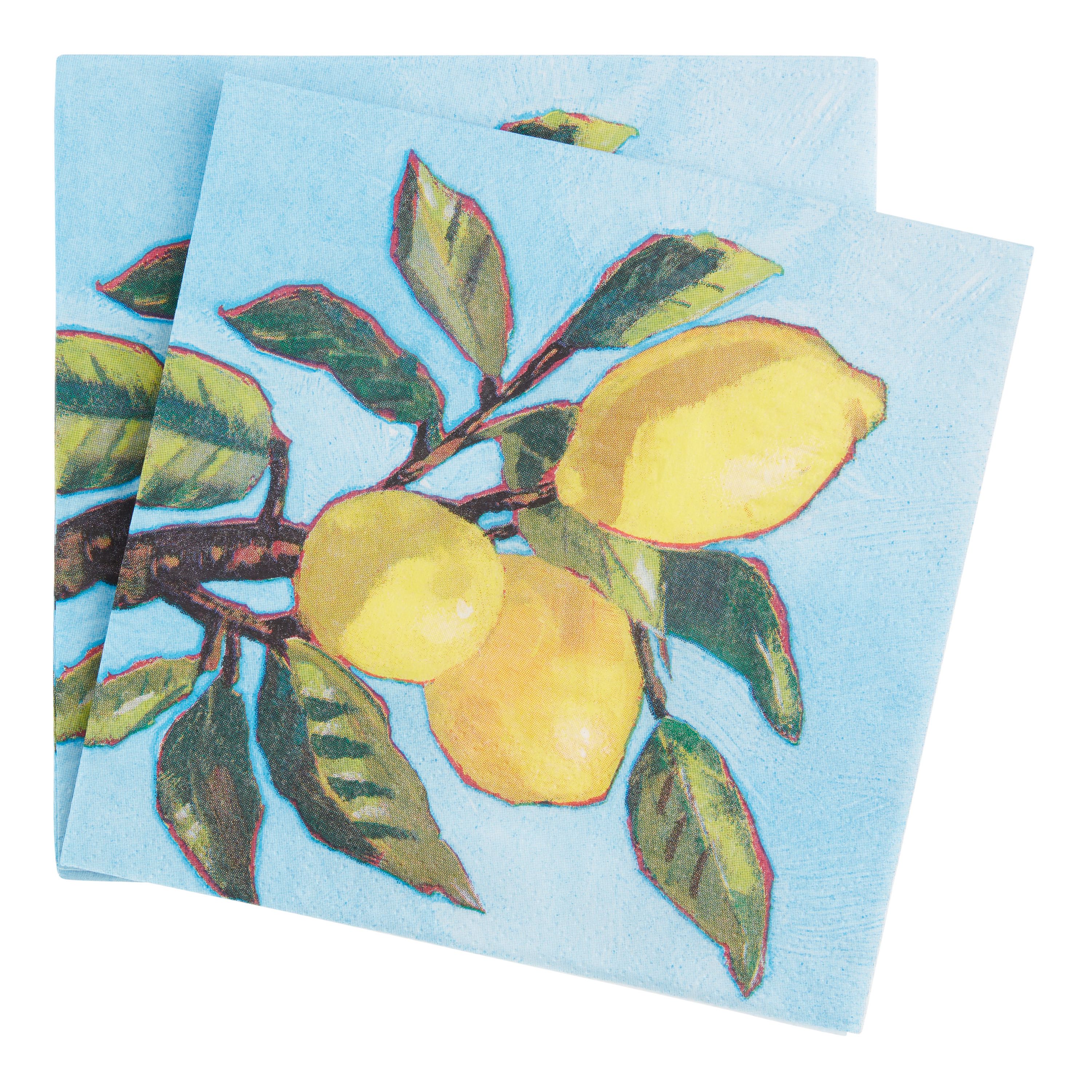 Blue Lemon Tree Beverage Napkins 20 Count | World Market