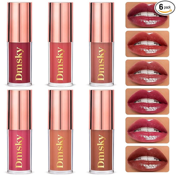 Dmsky Hydrating Glossy Lip Stain 6 Pack, Long-Lasting Lip Gloss Bulk Set, Lightweight Lip Tint wi... | Amazon (US)