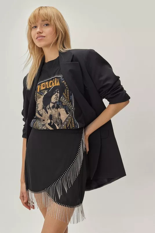 Diamante Trim Satin Mini Skirt | Nasty Gal (US)