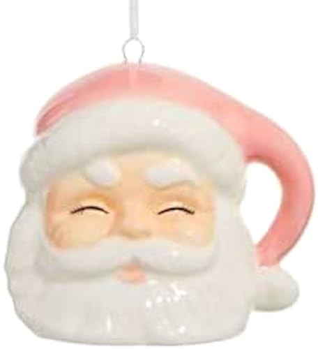The Bridge Collection 3.5" Vintage Style Pink Hat Santa Ornament - Retro Christmas Tree Decorations - Pastel Santa Claus - Pink Christmas Decor | Amazon (US)