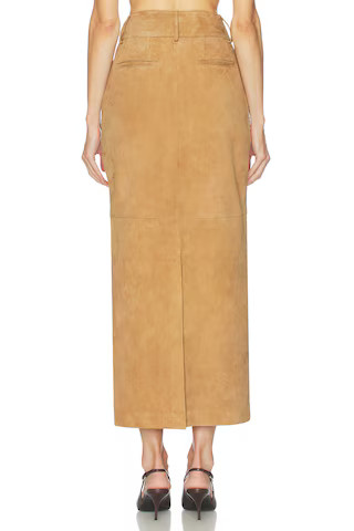 Helsa Suede Column Skirt in Caramel from Revolve.com | Revolve Clothing (Global)