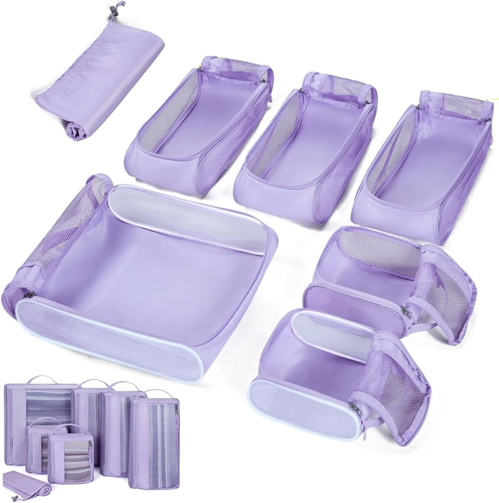 BAGSMART Keep Shape Packing Cubes, 7 Set Packing Cubes for Travel, Lightweight Travel Cubes for P... | Amazon (US)