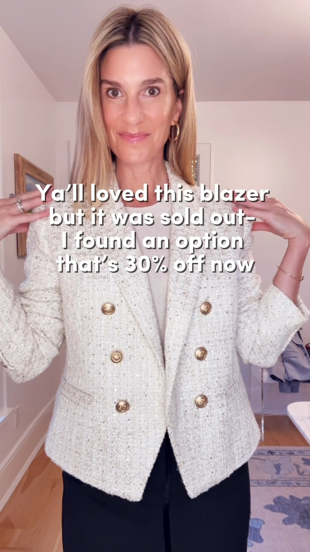 Shop the Gabrielle tweed blazer- it’s not the exact same but it looks similar, is MUCH less $$ and is equally as eye catching, versatile and practical.

#LTKOver40 #LTKSaleAlert #LTKootd