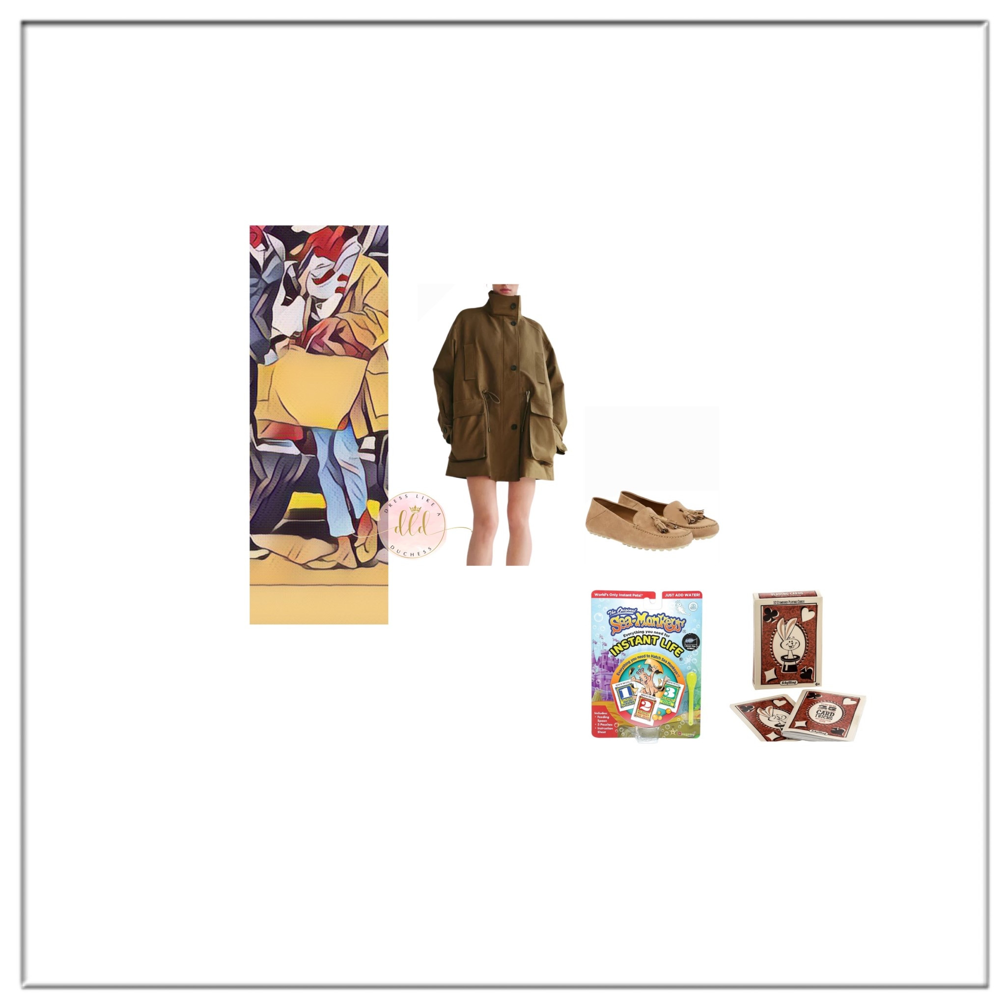 4/2/26 Meghan Markle visits Toy Crazy in Santa Barbara (Montecito) wearing a Zara Oversized Parka + Loro Piana tassel loafers
According to People Magazine she reportedly bought Magic Rabbit 🐇 playing cards + Magic Castle Sea Monkeys 