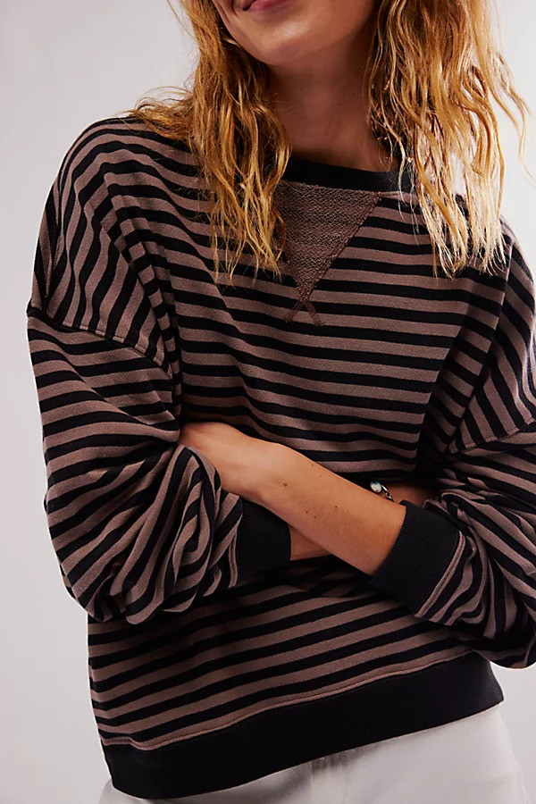 We The Free Classic Striped Oversized Crewneck | Free People (Global - UK&FR Excluded)